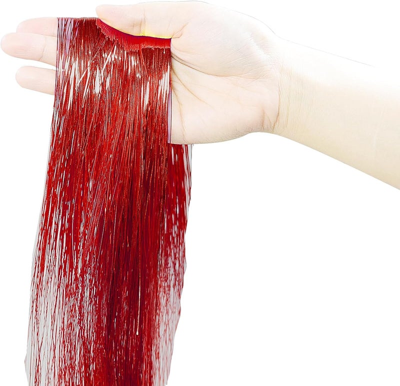 happylain 2000 Strands Christmas Tinsel Icicles, 19.8" Red Icicle for Xmas Tree, Holiday, Birthday, Wedding, Party Hanging Decoration - Image 1